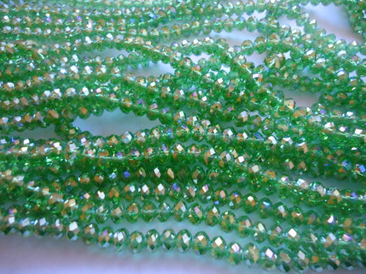 (image for) Green Peridot crystal rondelle beads #1340